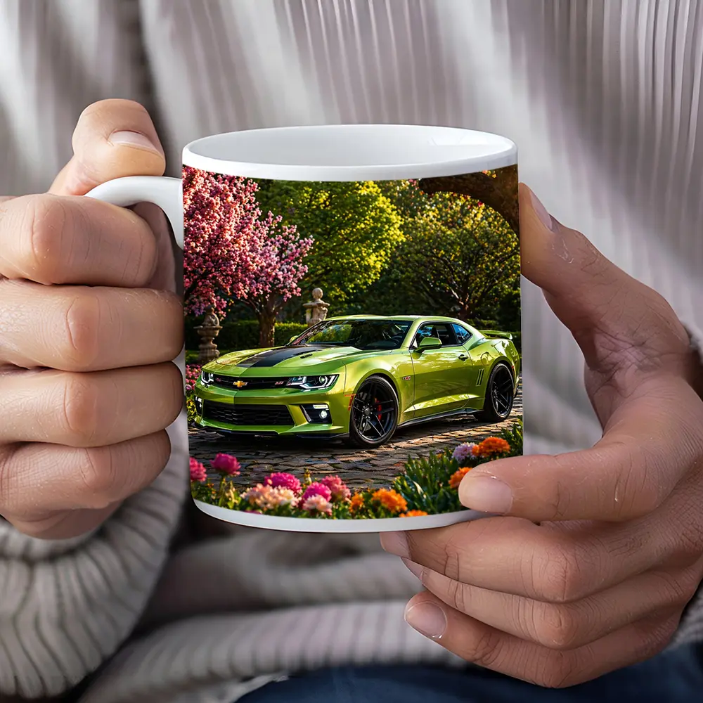 Chevrolet Camaro SS Lime Green Garden Setting – Mugs