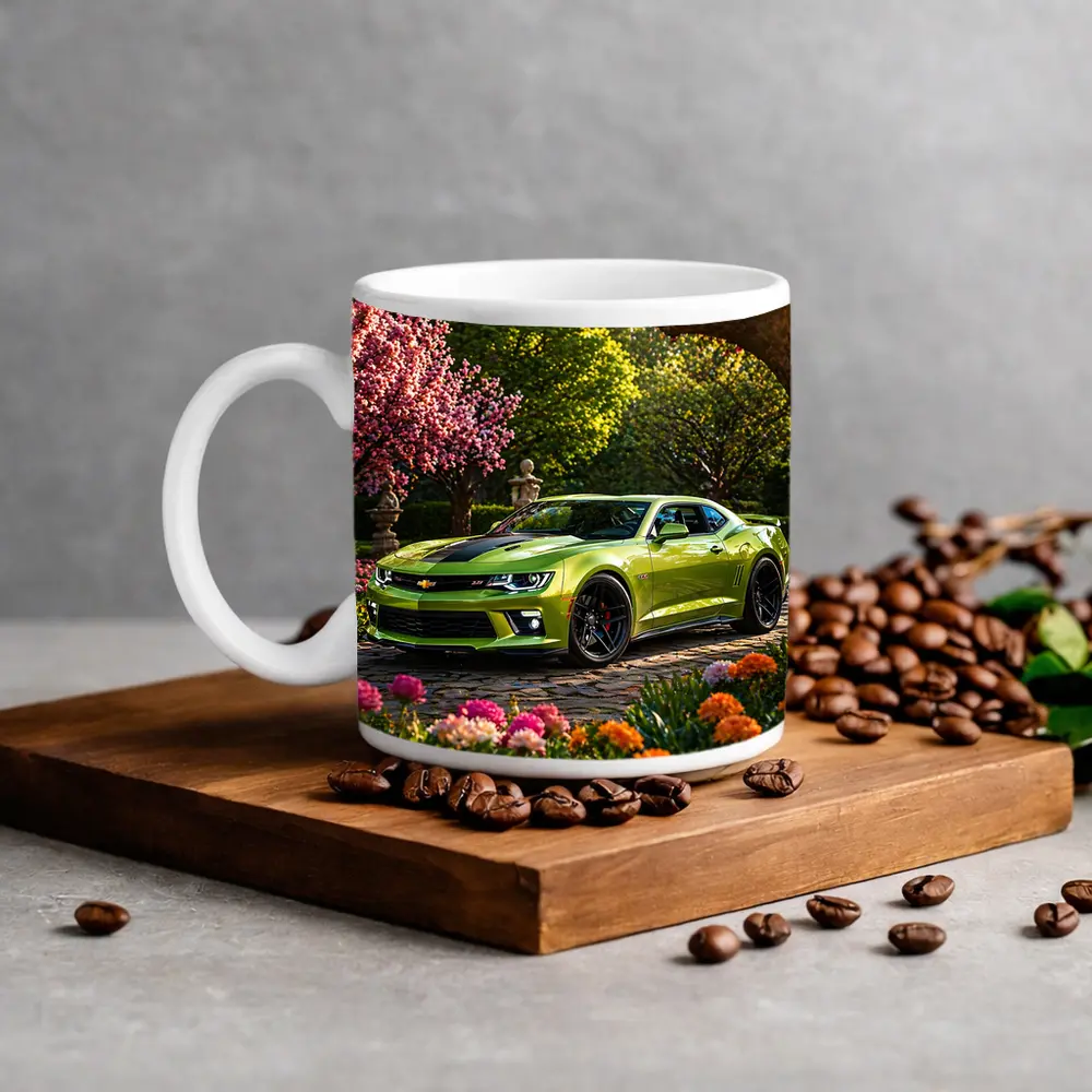 Chevrolet Camaro SS Lime Green Garden Setting – Mugs