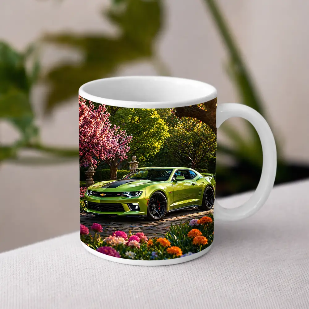 Chevrolet Camaro SS Lime Green Garden Setting – Mugs