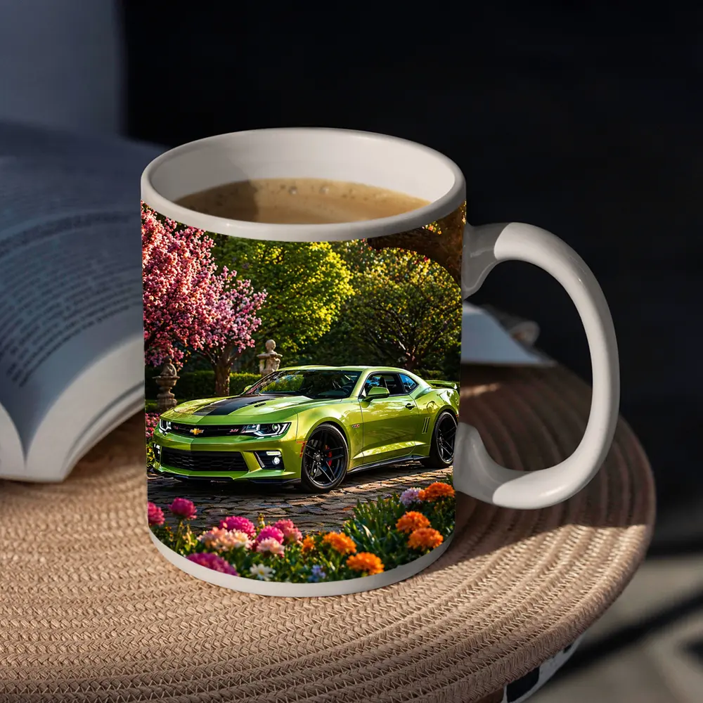 Chevrolet Camaro SS Lime Green Garden Setting – Mugs