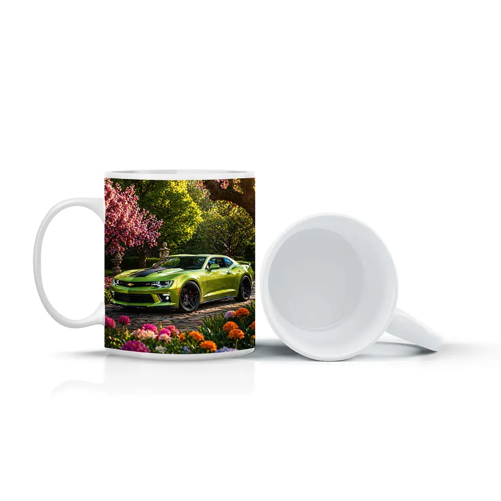 Chevrolet Camaro SS Lime Green Garden Setting – Mugs
