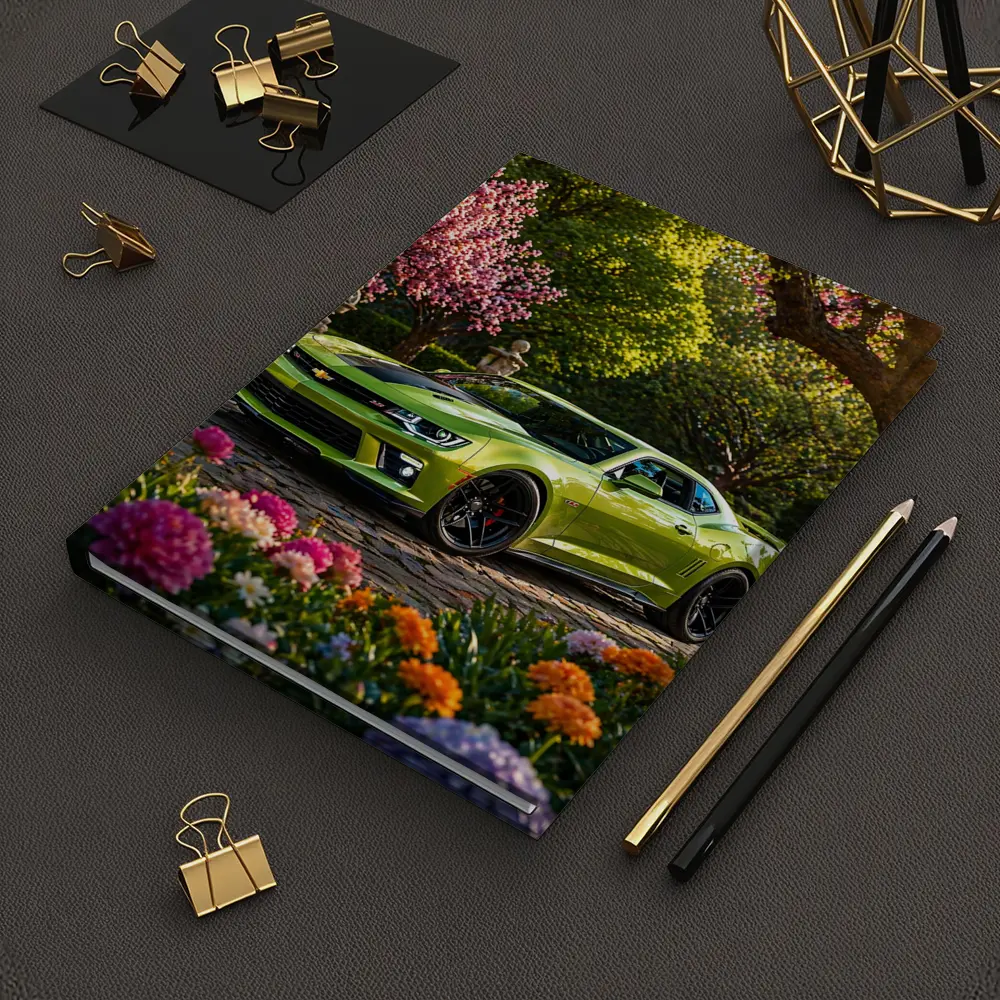 Chevrolet Camaro SS Lime Green Garden Setting – Notebooks