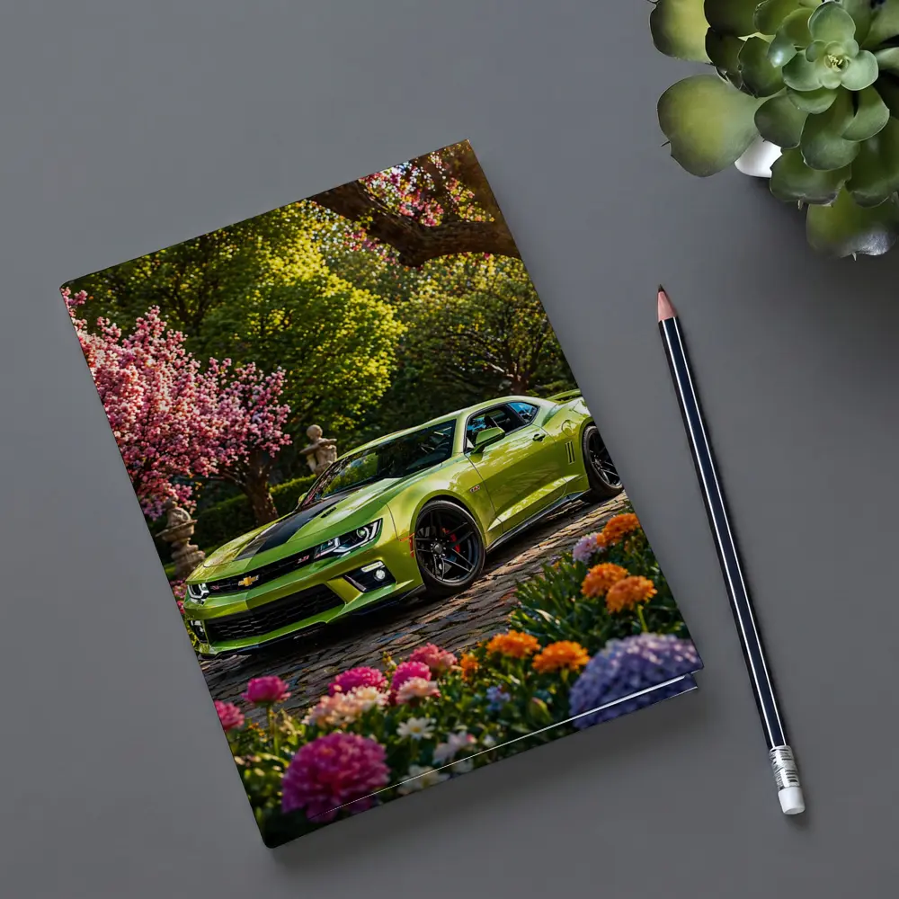 Chevrolet Camaro SS Lime Green Garden Setting – Notebooks