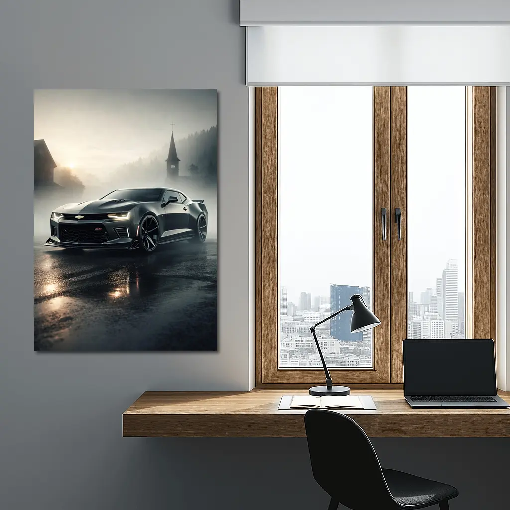 Chevrolet Camaro SS Dark Foggy Street – Wall Art