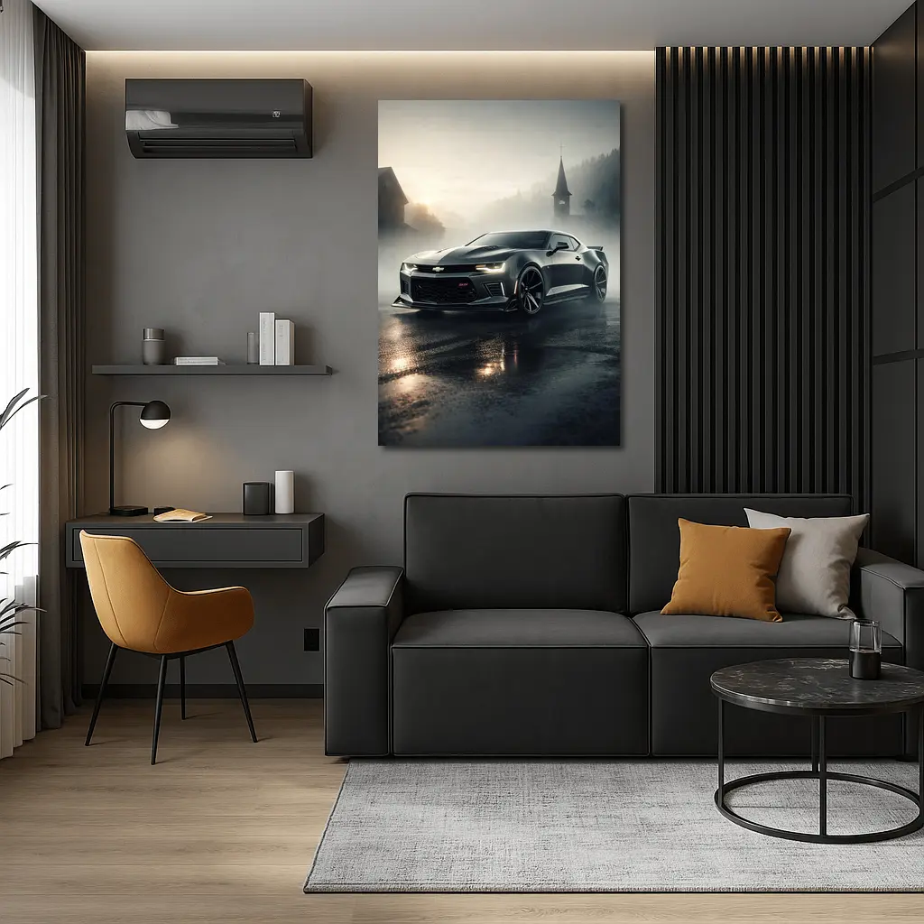 Chevrolet Camaro SS Dark Foggy Street – Wall Art