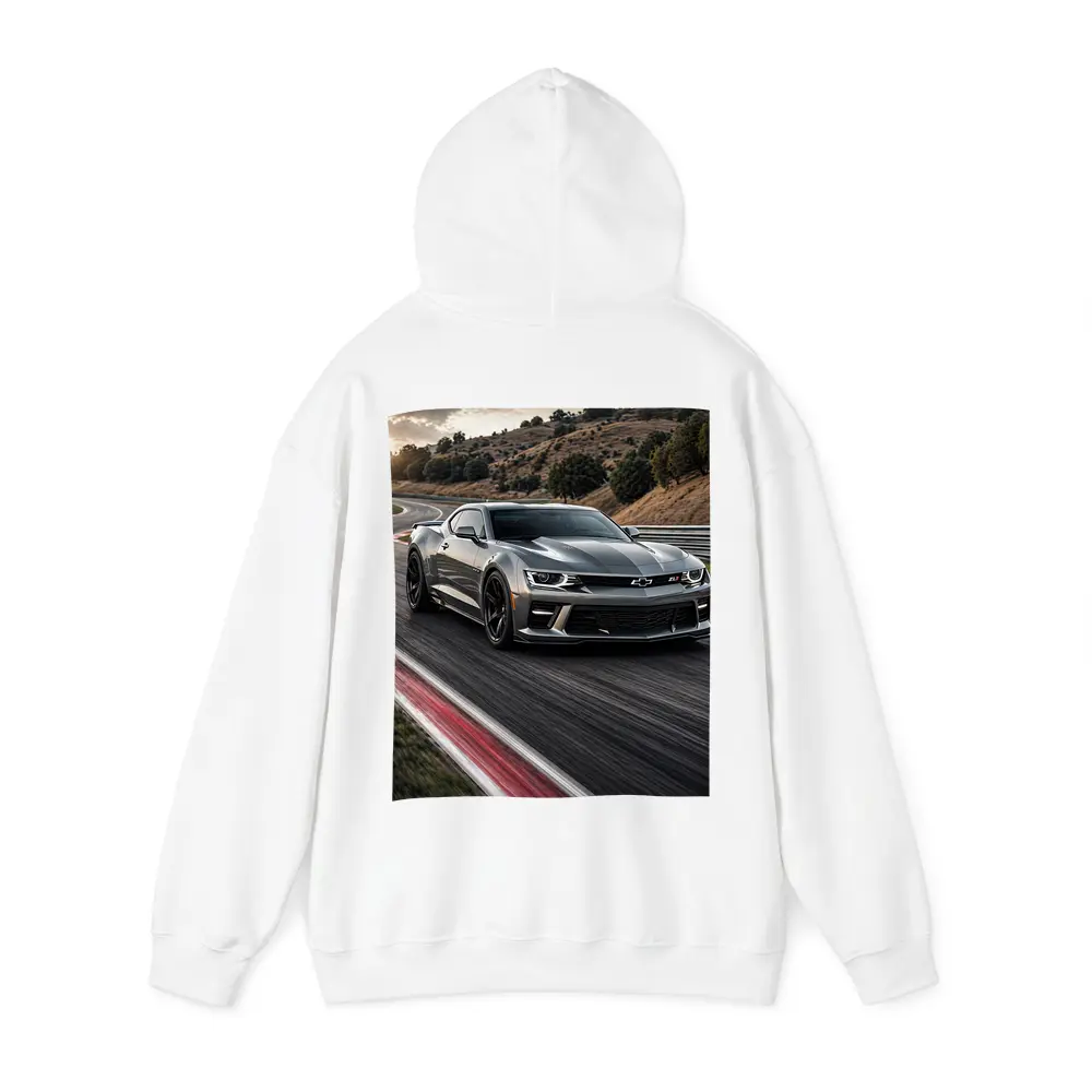 Chevrolet Camaro ZL1 Silver on Racing Track – Hoodies