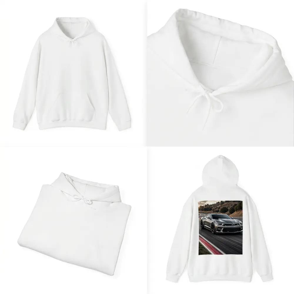 Chevrolet Camaro ZL1 Silver on Racing Track – Hoodies
