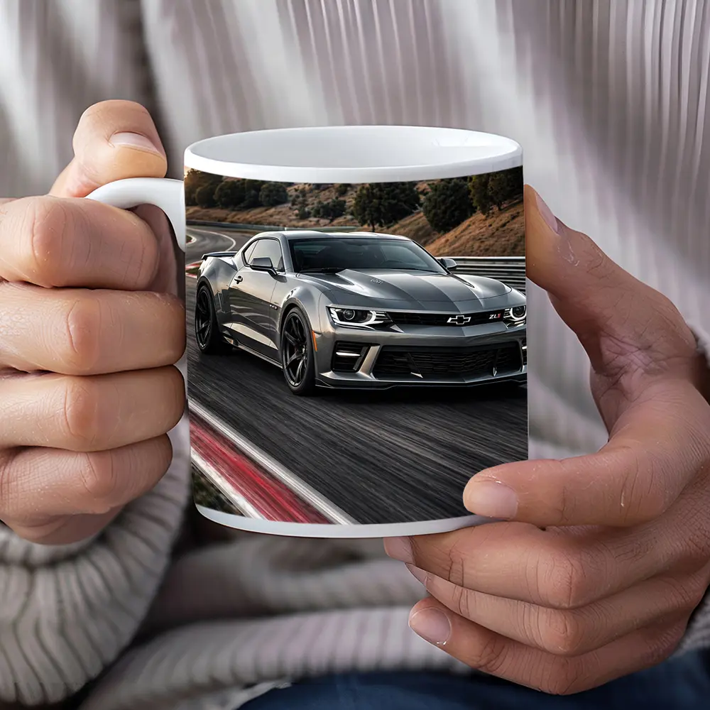 Chevrolet Camaro ZL1 Silver on Racing Track – Mugs