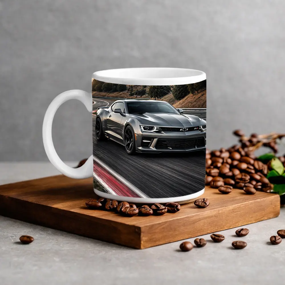 Chevrolet Camaro ZL1 Silver on Racing Track – Mugs