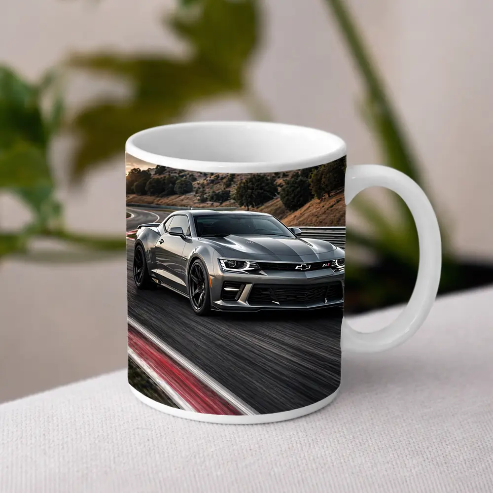 Chevrolet Camaro ZL1 Silver on Racing Track – Mugs