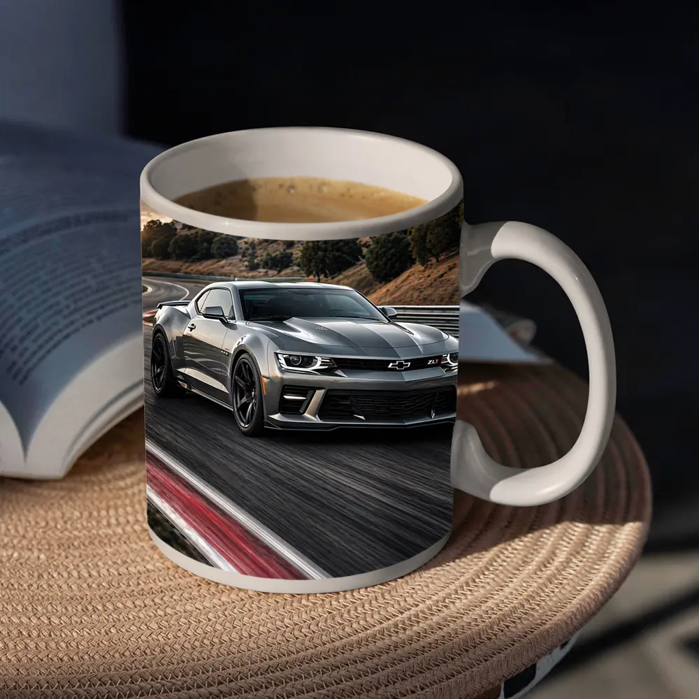Chevrolet Camaro ZL1 Silver on Racing Track – Mugs