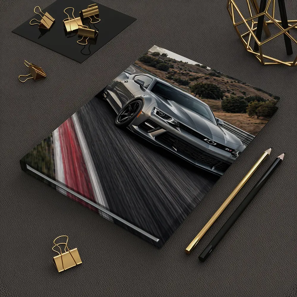 Chevrolet Camaro ZL1 Silver on Racing Track – Notebooks