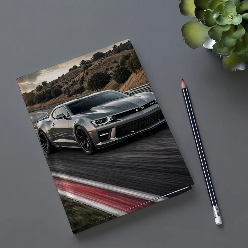 Chevrolet Camaro ZL1 Silver on Racing Track – Notebooks