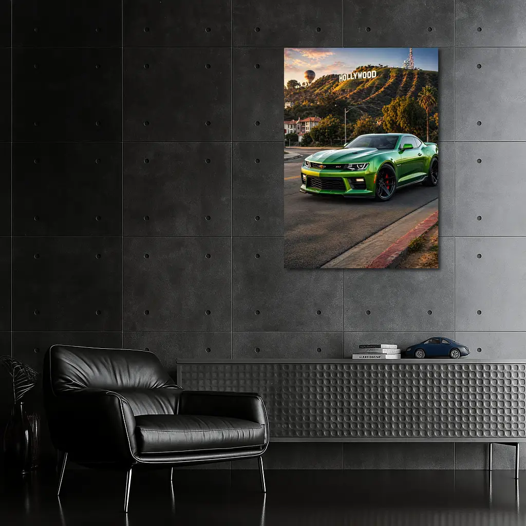 Chevrolet Camaro ZL1 Green Hollywood Sign – Wall Art