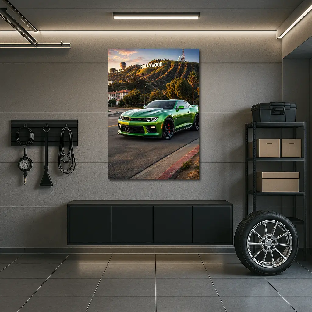 Chevrolet Camaro ZL1 Green Hollywood Sign – Wall Art