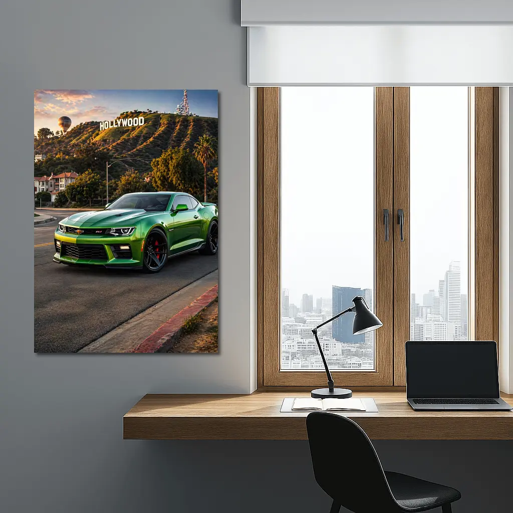 Chevrolet Camaro ZL1 Green Hollywood Sign – Wall Art