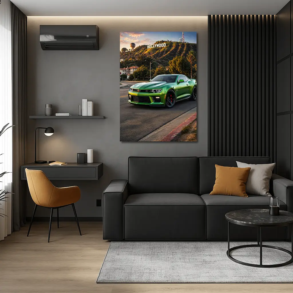 Chevrolet Camaro ZL1 Green Hollywood Sign – Wall Art