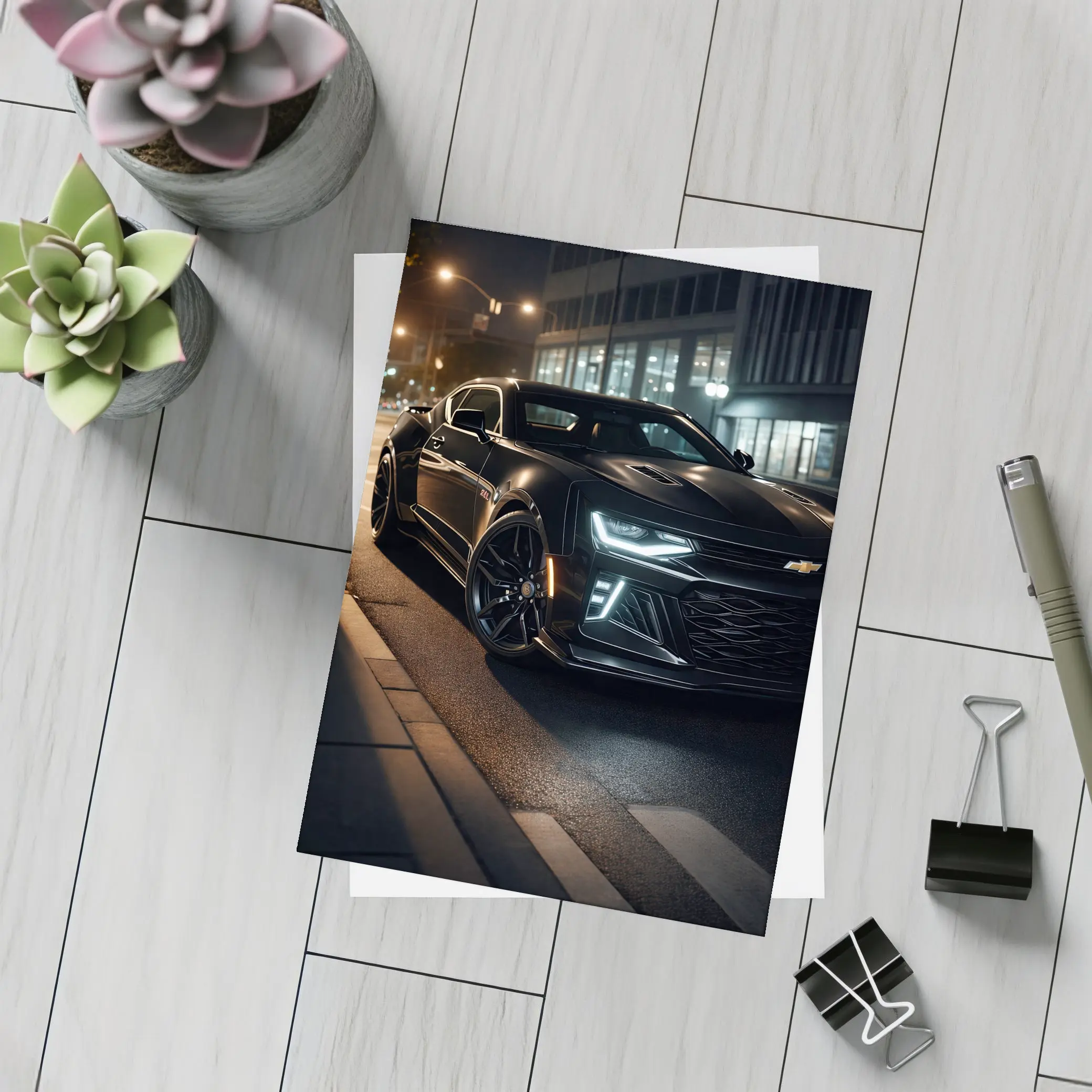 Chevrolet Camaro ZL1 Black Night Street – Postcards