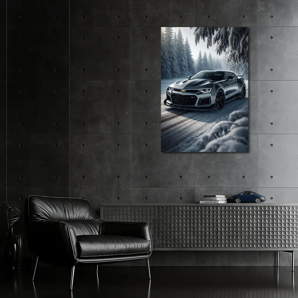 Chevrolet Camaro ZL1 Snowy Forest Road – Wall Art