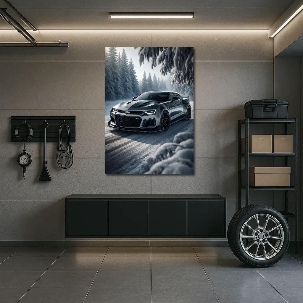 Chevrolet Camaro ZL1 Snowy Forest Road – Wall Art