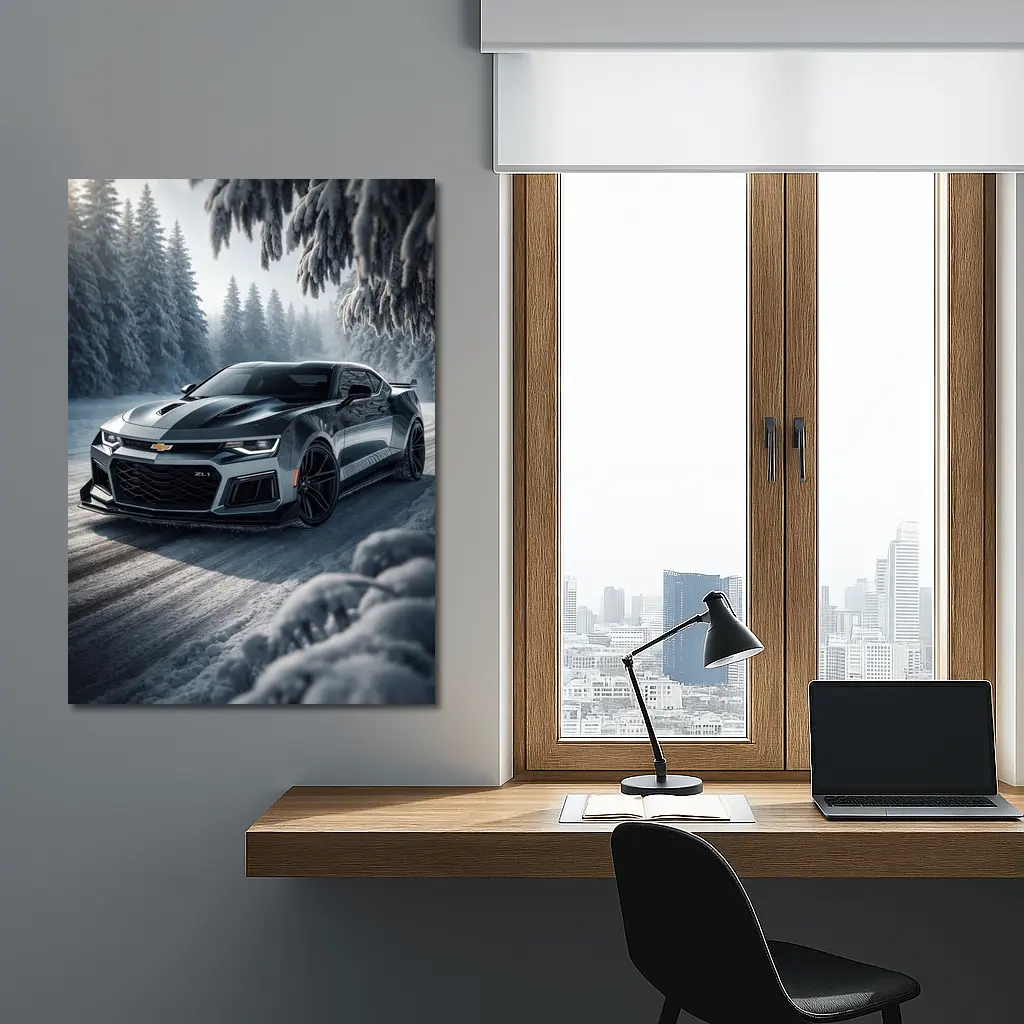 Chevrolet Camaro ZL1 Snowy Forest Road – Wall Art