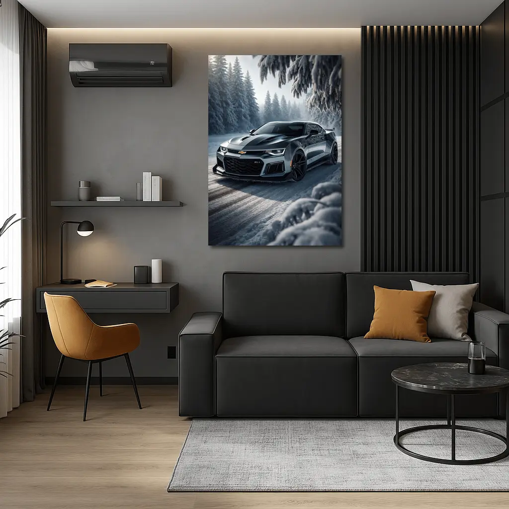 Chevrolet Camaro ZL1 Snowy Forest Road – Wall Art