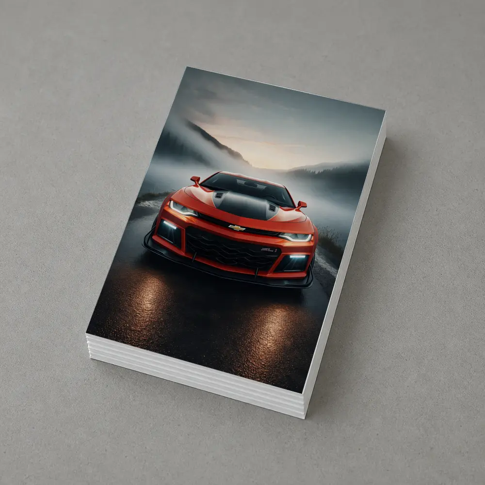Chevrolet Camaro ZL1 Red Foggy Road – Postcards