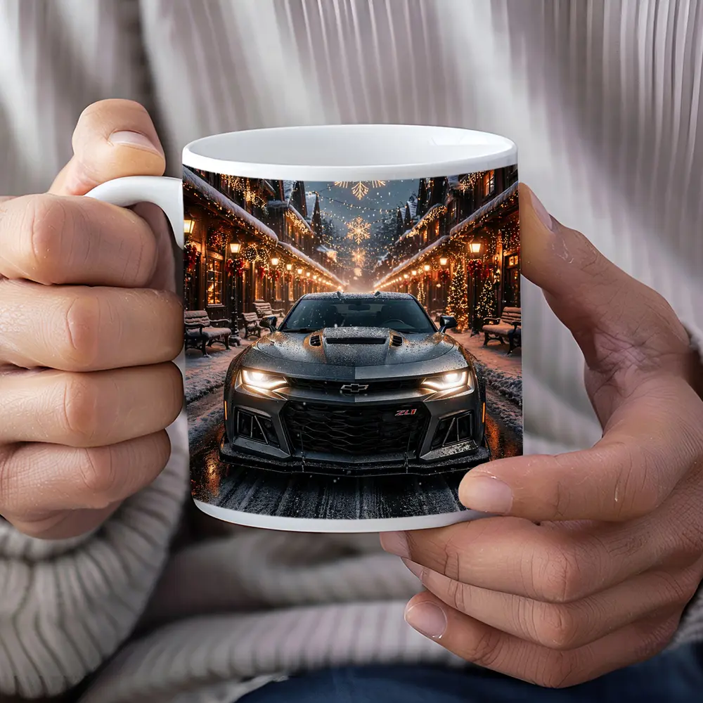 Chevrolet Camaro ZL1 Snowy Christmas Street – Mugs