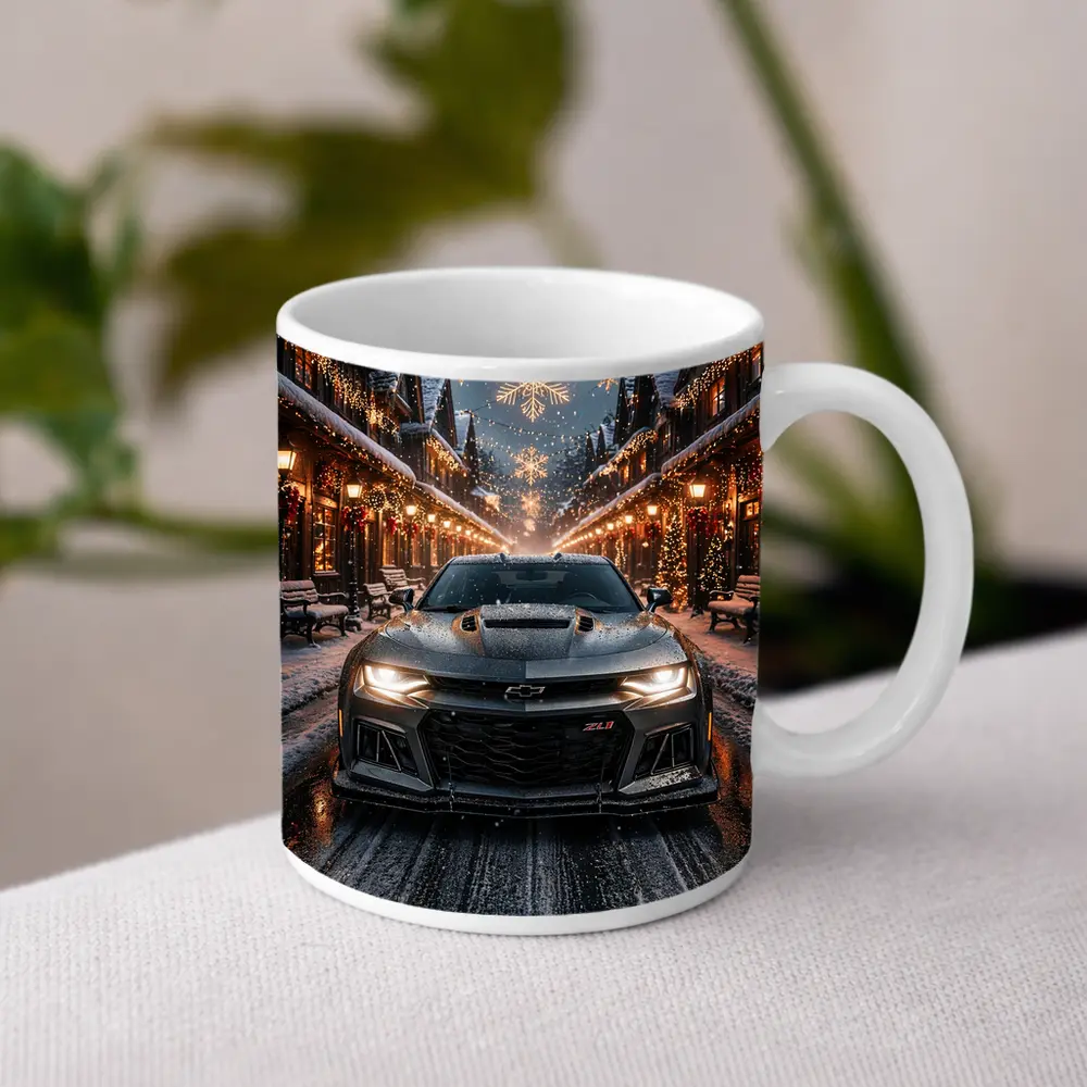 Chevrolet Camaro ZL1 Snowy Christmas Street – Mugs