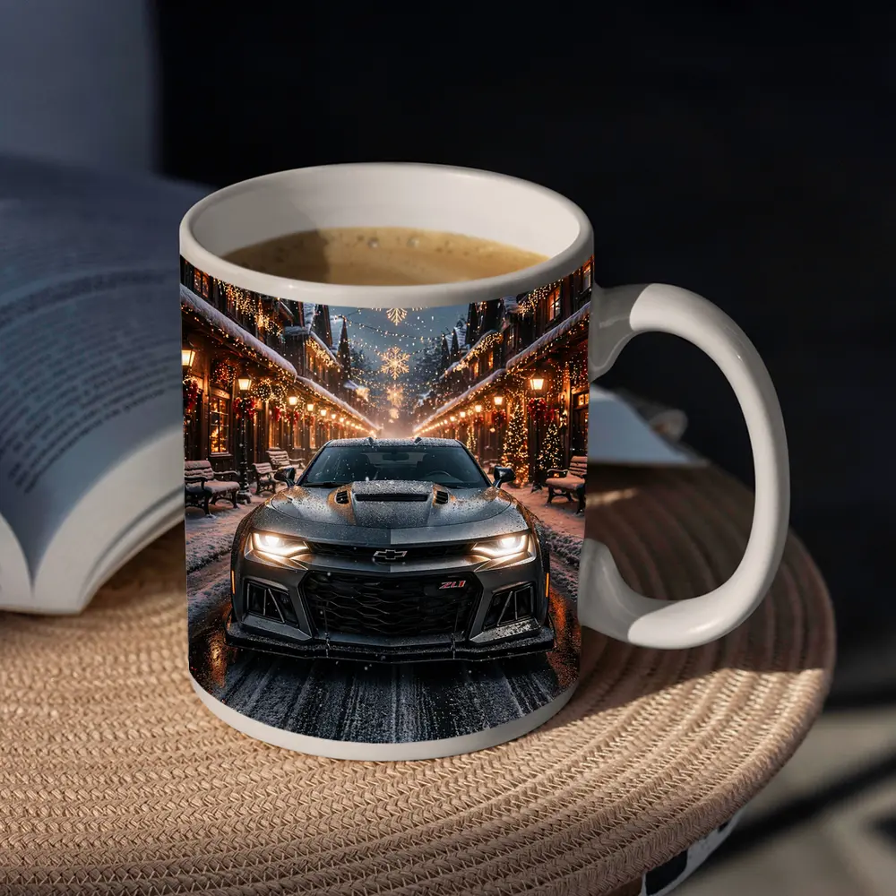 Chevrolet Camaro ZL1 Snowy Christmas Street – Mugs