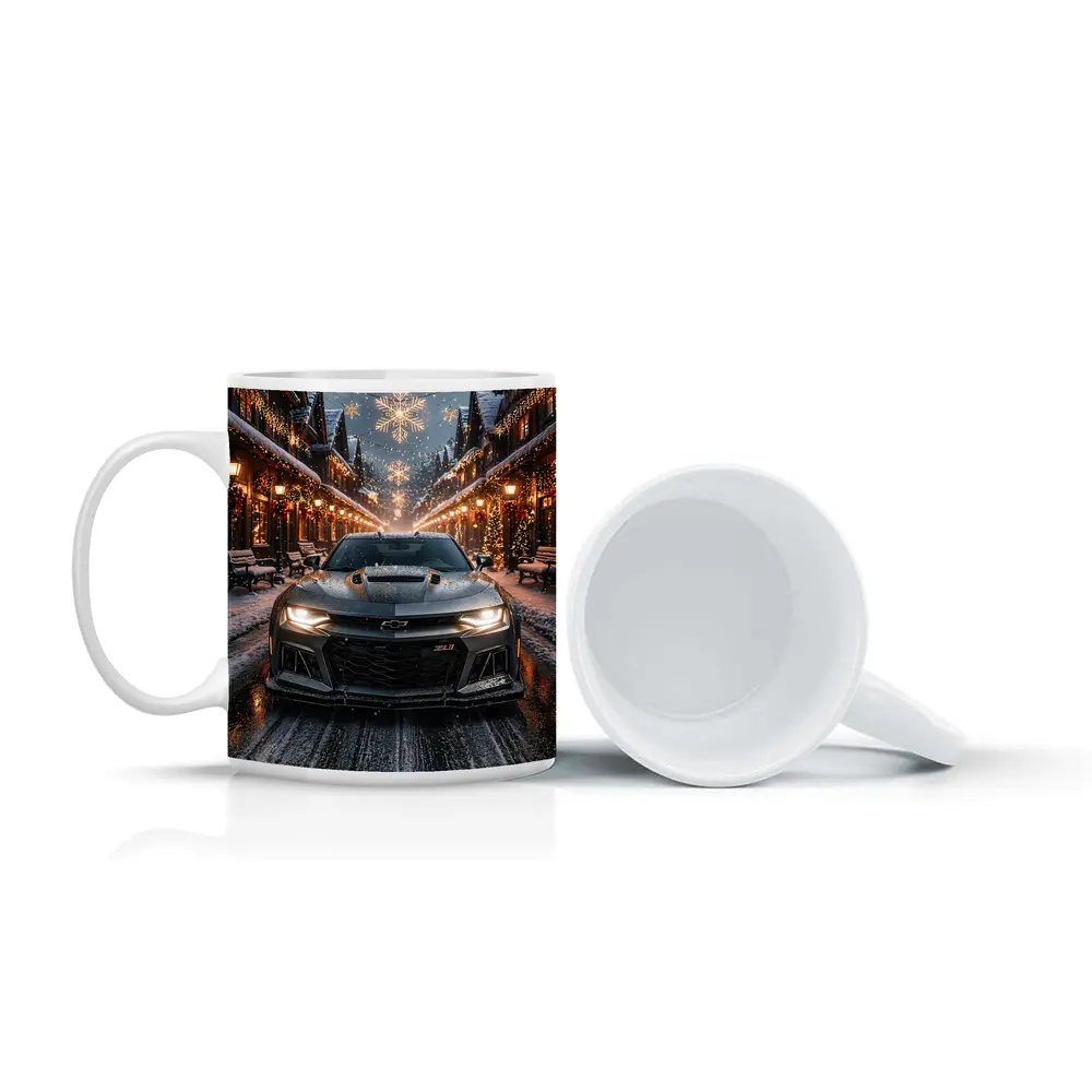Chevrolet Camaro ZL1 Snowy Christmas Street – Mugs
