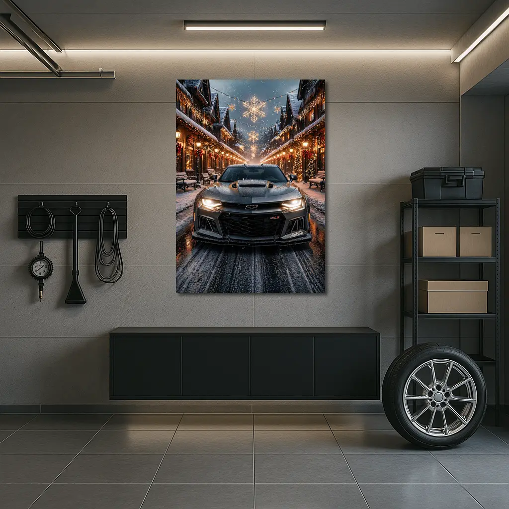 Chevrolet Camaro ZL1 Snowy Christmas Street – Wall Art