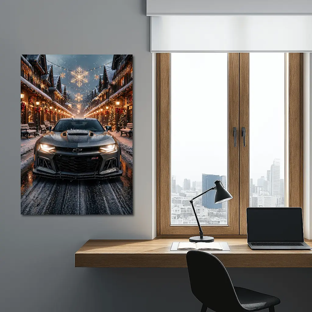 Chevrolet Camaro ZL1 Snowy Christmas Street – Wall Art