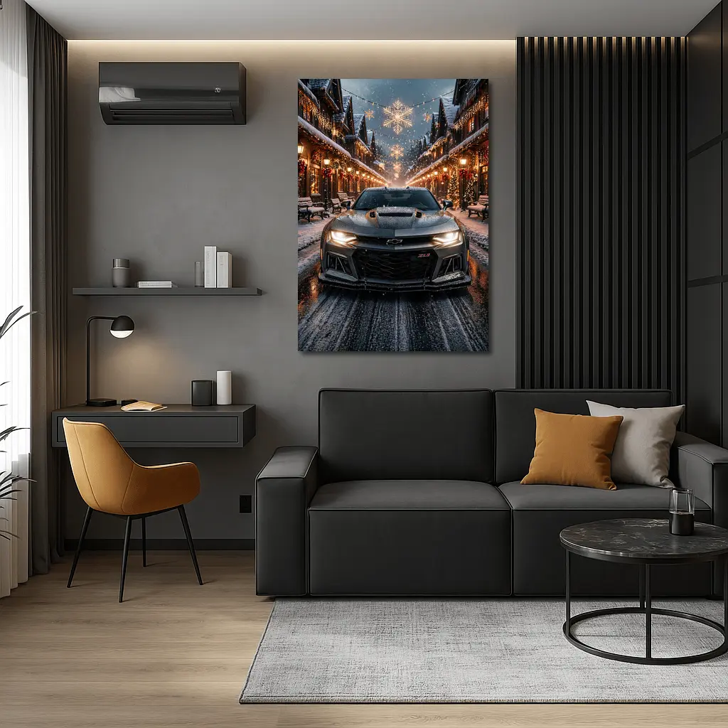 Chevrolet Camaro ZL1 Snowy Christmas Street – Wall Art