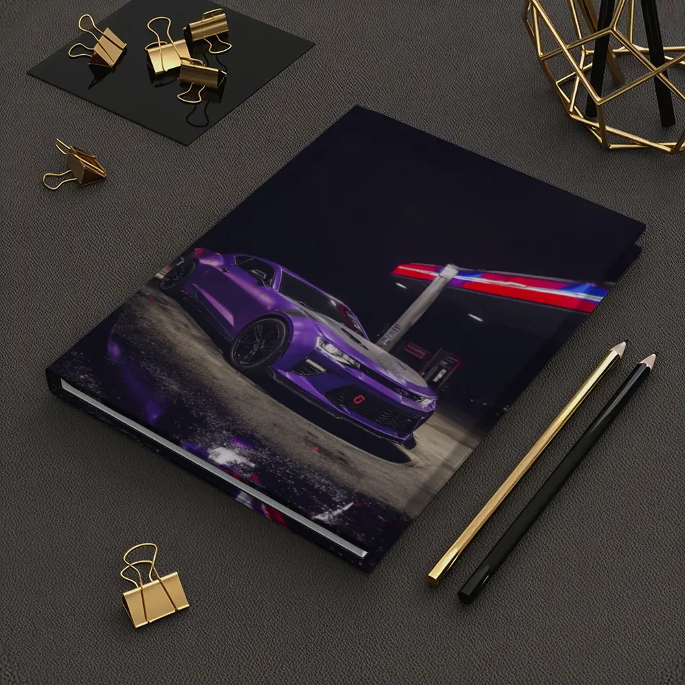 Chevrolet Camaro Purple At Night Gas Station – Notebooks