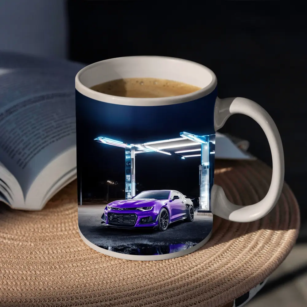 Chevrolet Camaro Purple Night Gas Station – Mugs