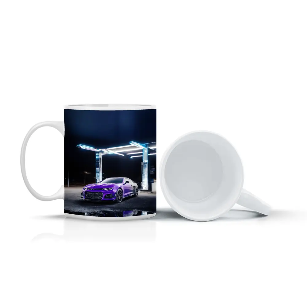 Chevrolet Camaro Purple Night Gas Station – Mugs