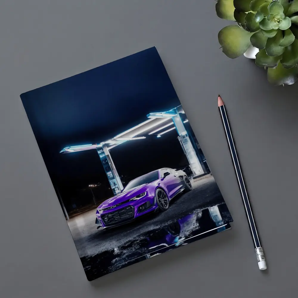 Chevrolet Camaro Purple Night Gas Station – Notebooks