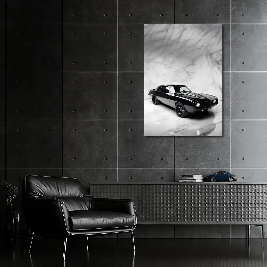 Black Chevrolet Camaro Classic Marble Studio – Wall Art
