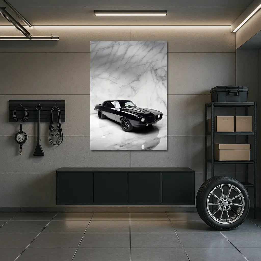 Black Chevrolet Camaro Classic Marble Studio – Wall Art
