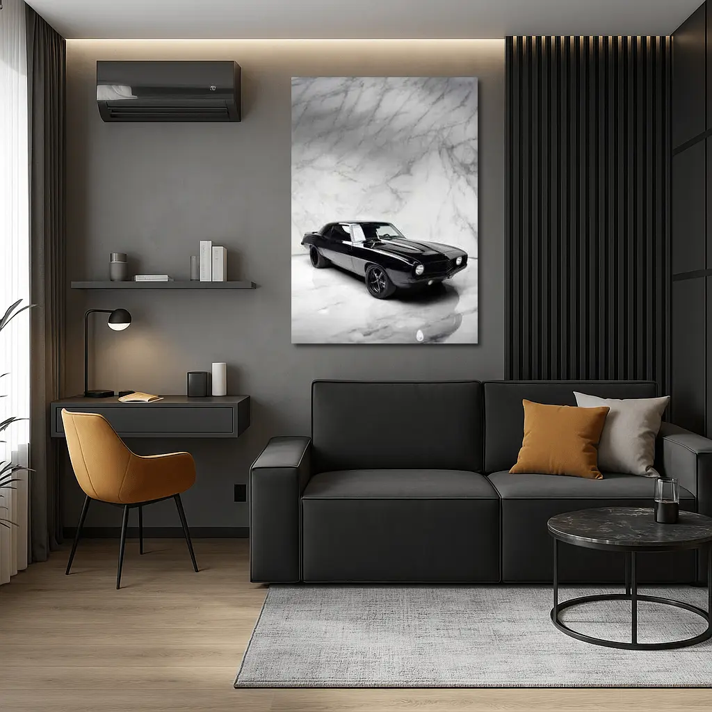 Black Chevrolet Camaro Classic Marble Studio – Wall Art