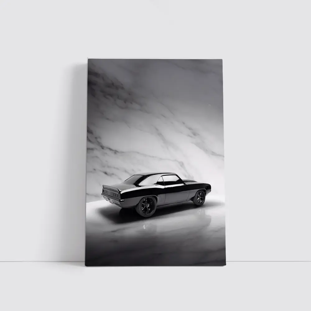 Black Chevrolet Camaro Classic Marble Background – Wall Art