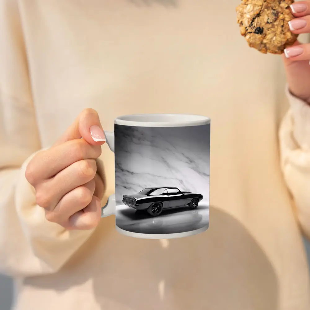 Black Chevrolet Camaro Classic Marble Background – Mugs
