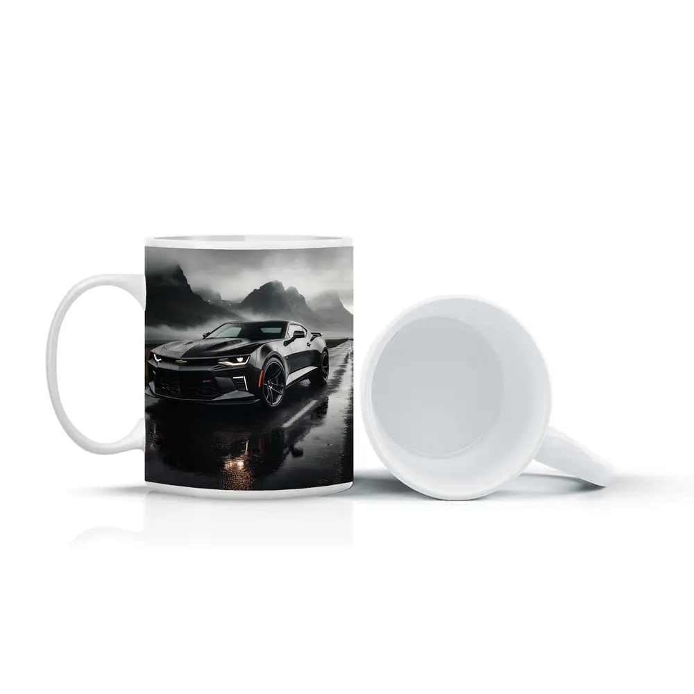 Chevrolet Camaro Wet Road Dramatic Overcast Sky – Mugs