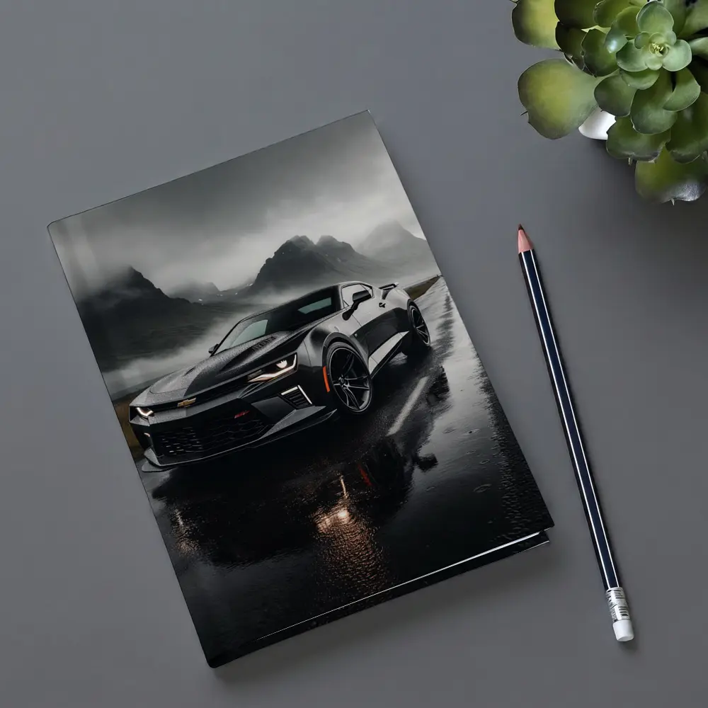 Chevrolet Camaro Wet Road Dramatic Overcast Sky – Notebooks