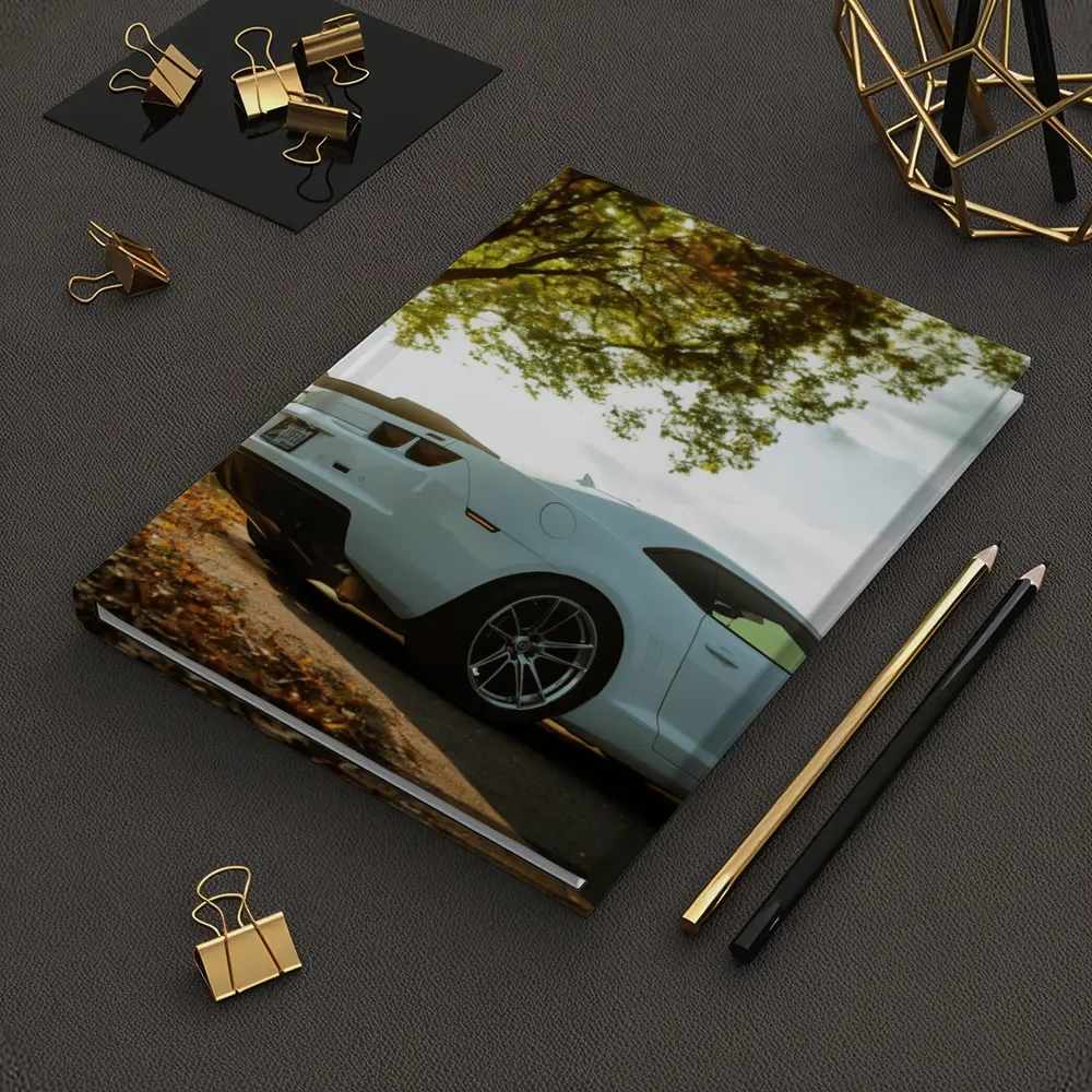 White Chevrolet Camaro Autumn Tree Background – Notebooks