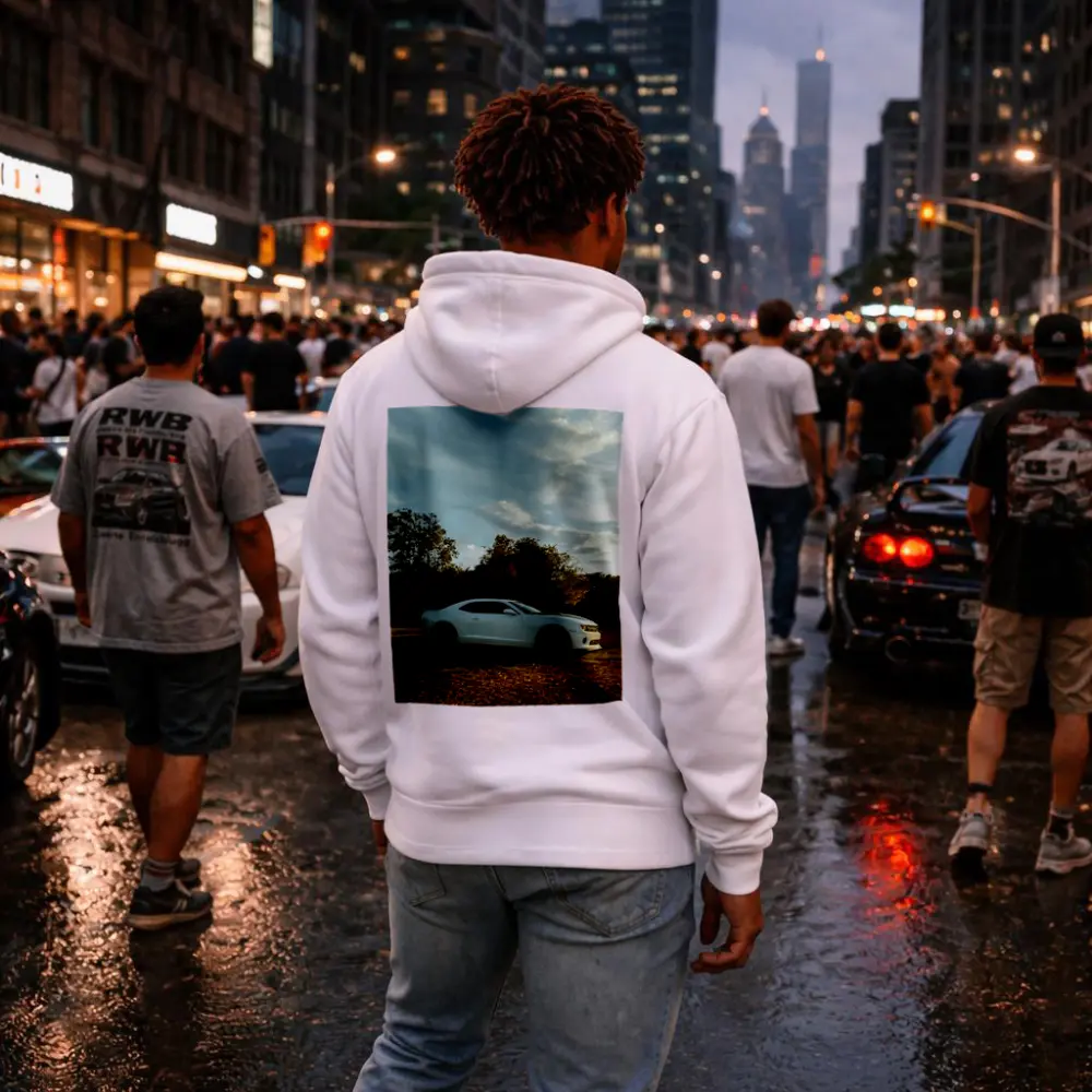 Chevrolet Camaro White Muscle Car Autumn Park – Hoodies