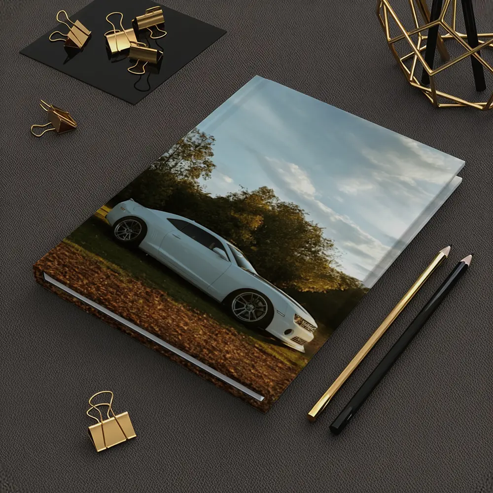 Chevrolet Camaro White Muscle Car Autumn Park – Notebooks