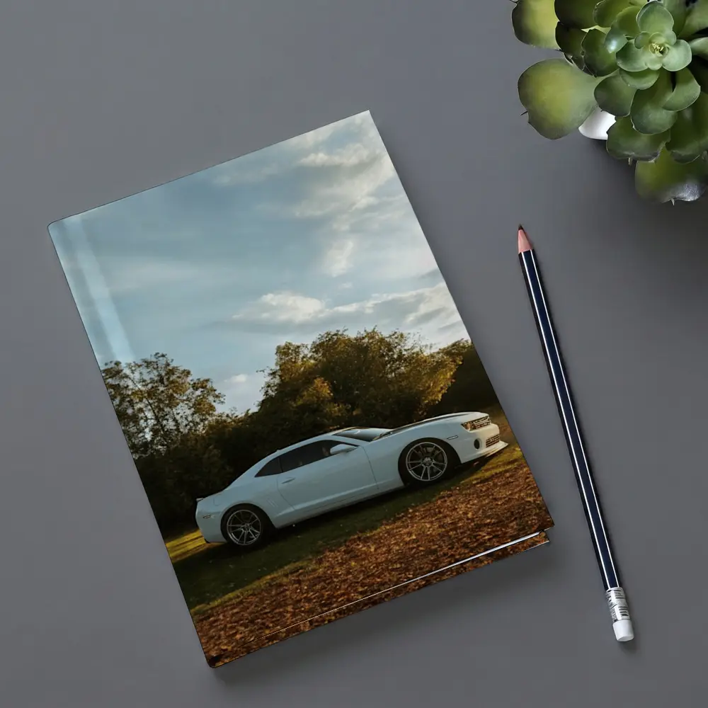Chevrolet Camaro White Muscle Car Autumn Park – Notebooks
