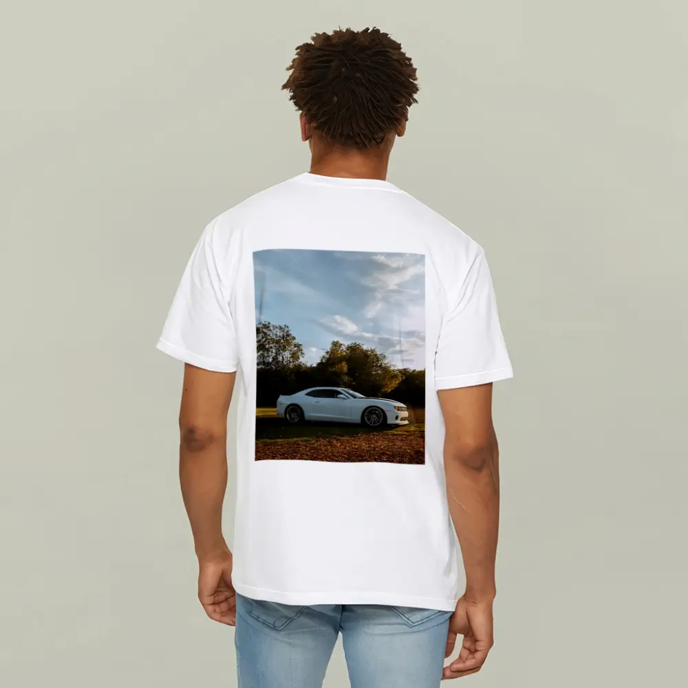 Chevrolet Camaro White Muscle Car Autumn Park – T-Shirts